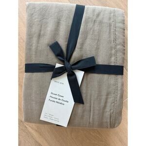 New West Elm Tencel & Linen King Duvet Cover in Cognac
